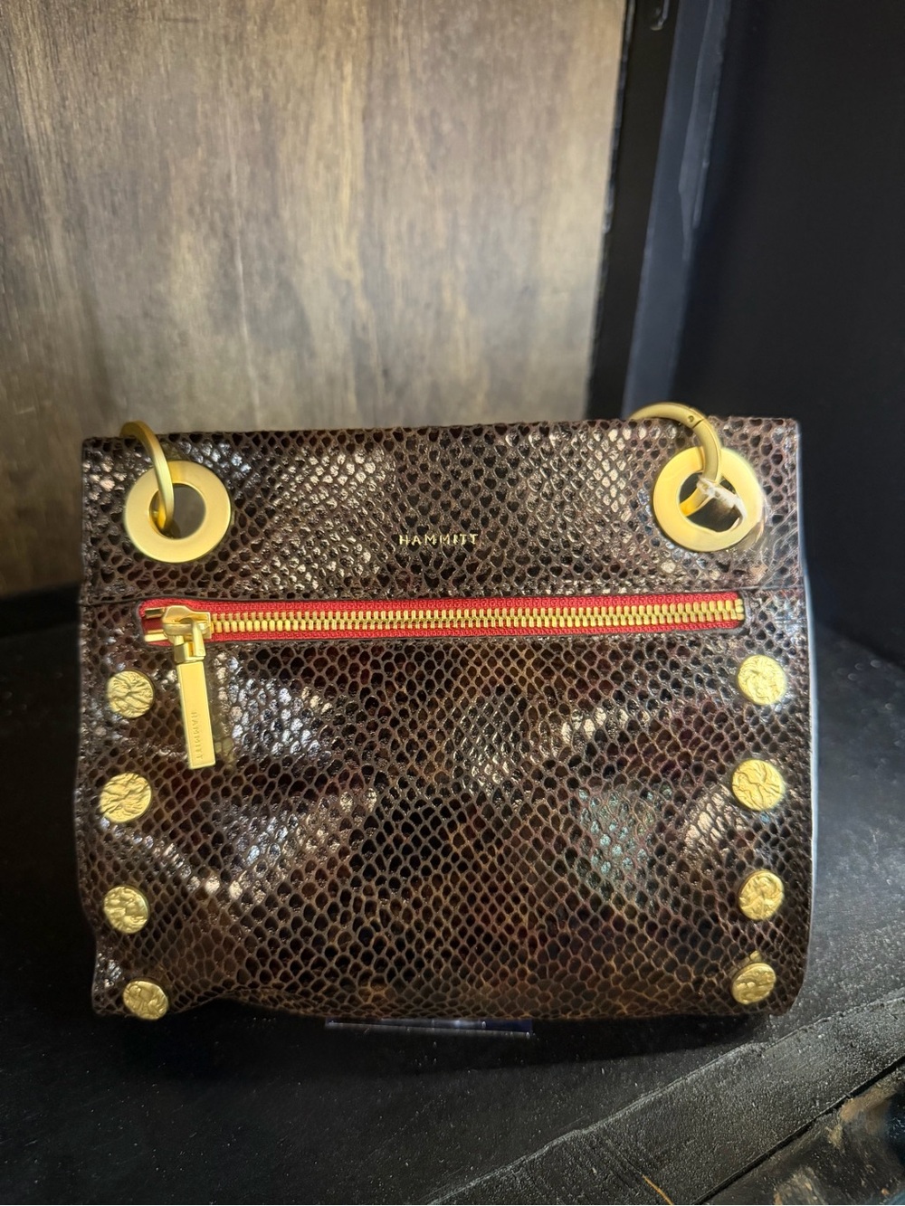 Hammitt Tony Small Snake Embossed Leather Crossbody Bag NEW